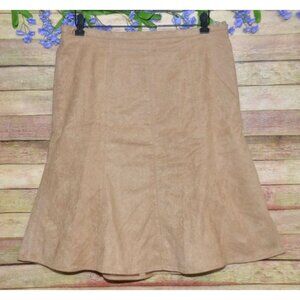 Liz Claiborne Ladies Brown Microfiber Suede Knee Length Trumpet Skirt Size 10